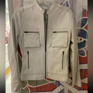 Size S White genuine leather jacket by Tracey Reece New York